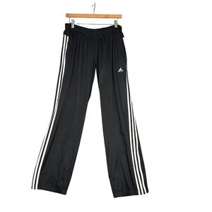 Adidas Track Pants Mens Large Black Excellent X28633 Climalite 3-Stripe Athletic
